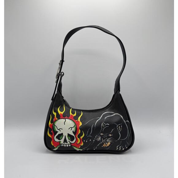 ED HARDY BLACK AND RED PANTHER SHOULDER Bag - Picture 1 of 4